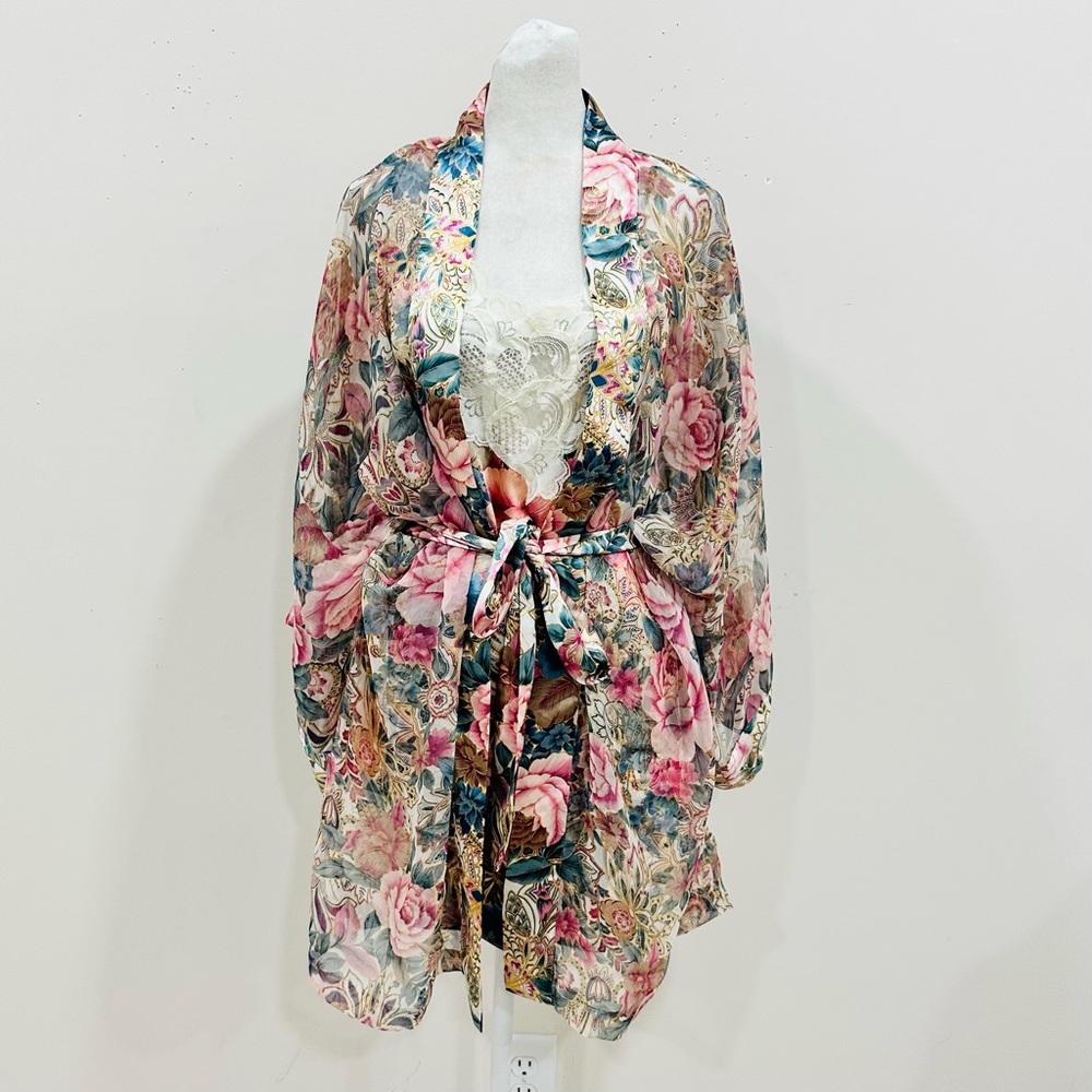Victoria's Secret Vintage Gold Label Floral Sheer Kimono Set Size‎ OS/S
